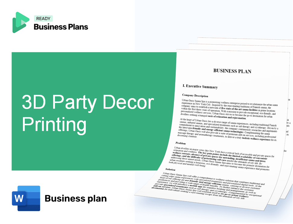 3D Party Decor Printing Business Plan
