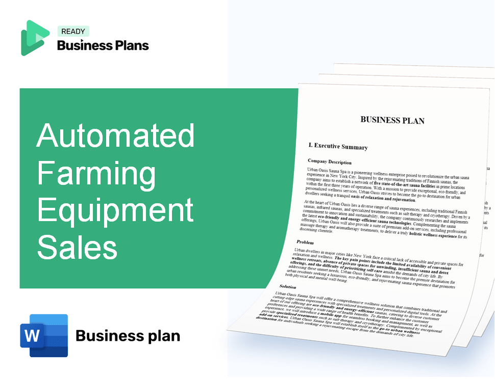 Automated Farming Equipment Sales Business Plan