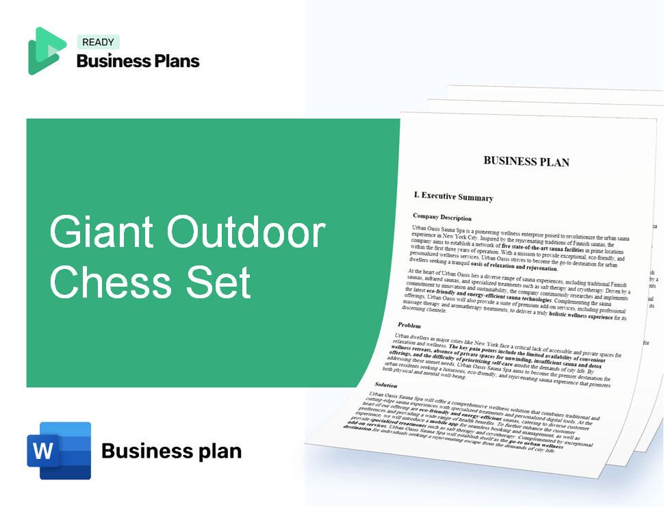 Giant Outdoor Chess Set Business Plan