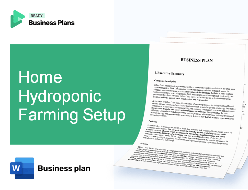 Home Hydroponic Farming Setup Business Plan