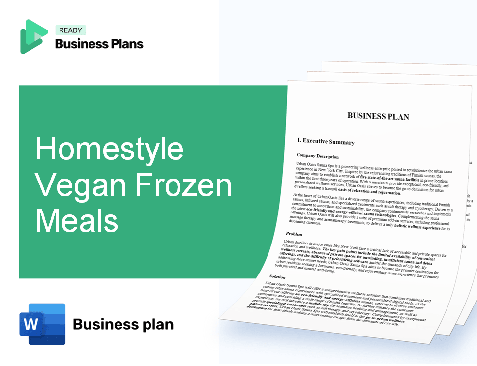 Homestyle Vegan Frozen Meals Business Plan