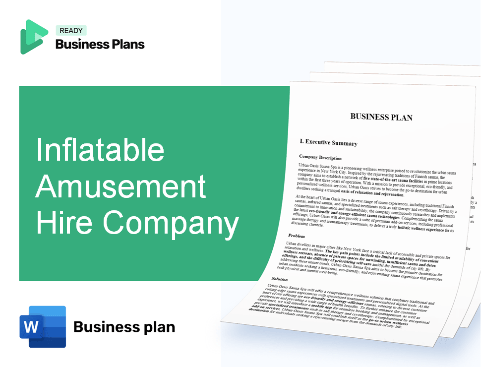 Inflatable Amusement Hire Company Business Plan
