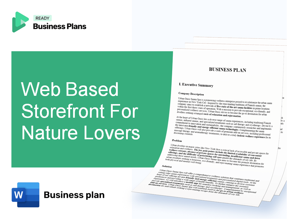 Web Based Storefront For Nature Lovers Business Plan