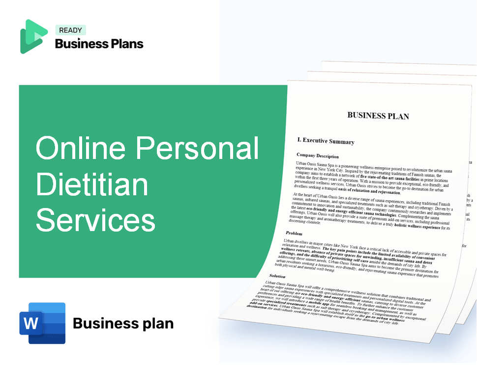 Online Personal Dietitian Services Business Plan