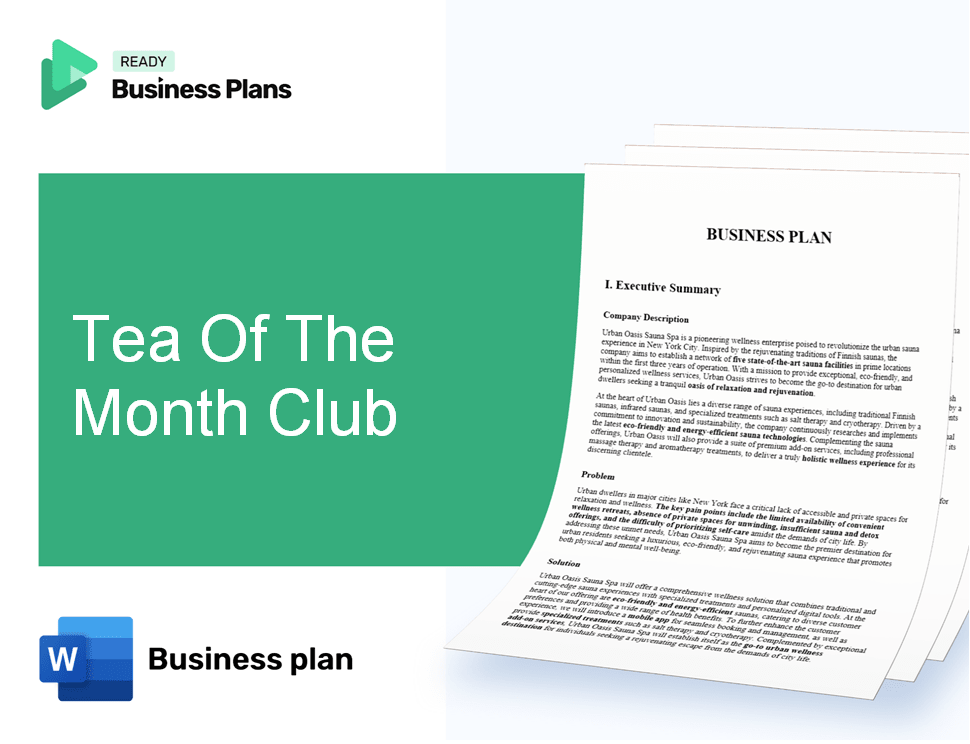 Tea Of The Month Club Business Plan